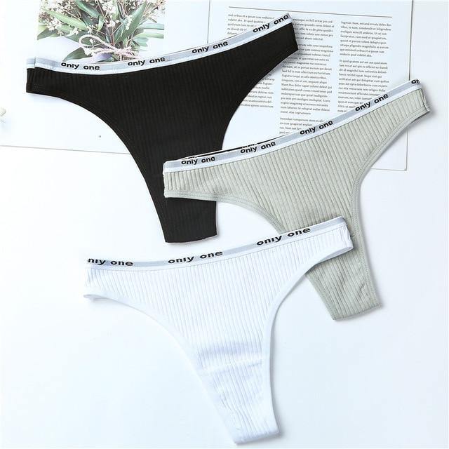 3 Pack Women's Cotton G-String Thong Panties String Briefs Sexy Lingerie Intimate Letter Low-Rise Underwear The Clothing Company Sydney
