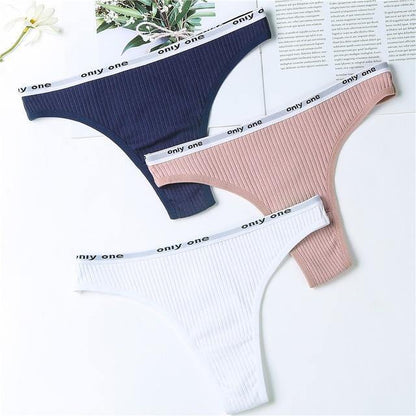 3 Pack Women's Cotton G-String Thong Panties String Briefs Sexy Lingerie Intimate Letter Low-Rise Underwear The Clothing Company Sydney