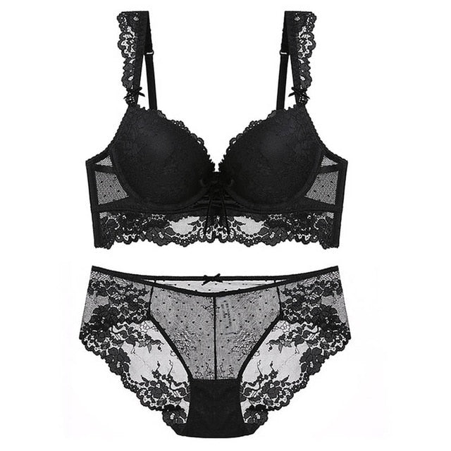 Sexy Push-up Bra And Panty Hollow Brassiere Gather Sexy Bra Embroidery Lace Lingerie Set The Clothing Company Sydney