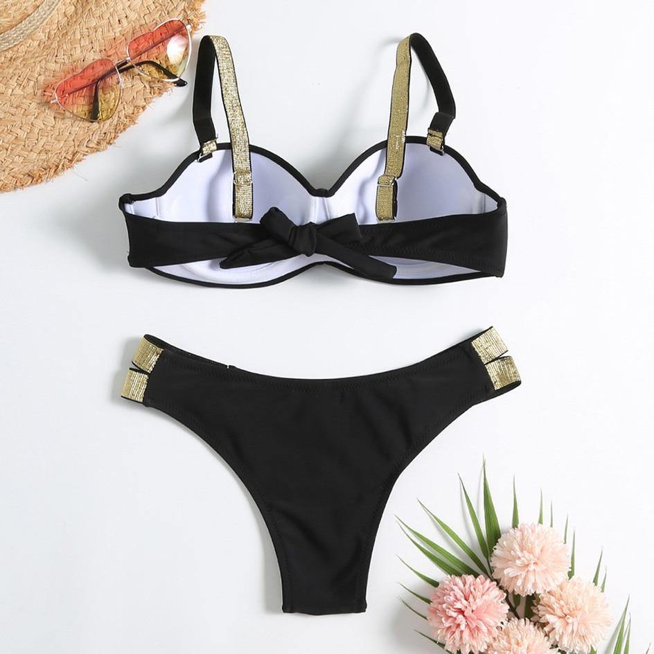 2 Piece Push up Swimsuit Swimwear Black White Swimming Wear for Brazilian Bikini Set Bathing Suit The Clothing Company Sydney