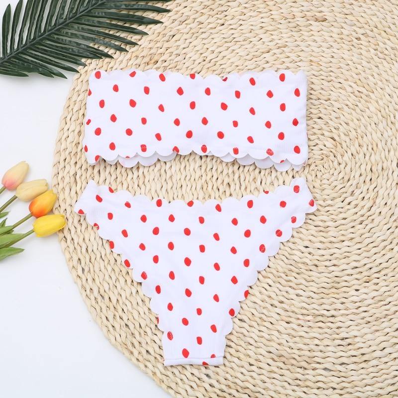 Polka Dot Two Piece Swimsuit Push Up Swimwear Floral Side Bathing Suit Brazilian Beach Wear Bikini Set The Clothing Company Sydney