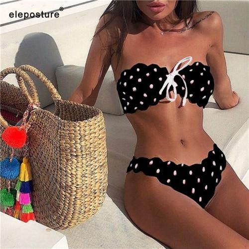 Polka Dot Two Piece Swimsuit Push Up Swimwear Floral Side Bathing Suit Brazilian Beach Wear Bikini Set The Clothing Company Sydney