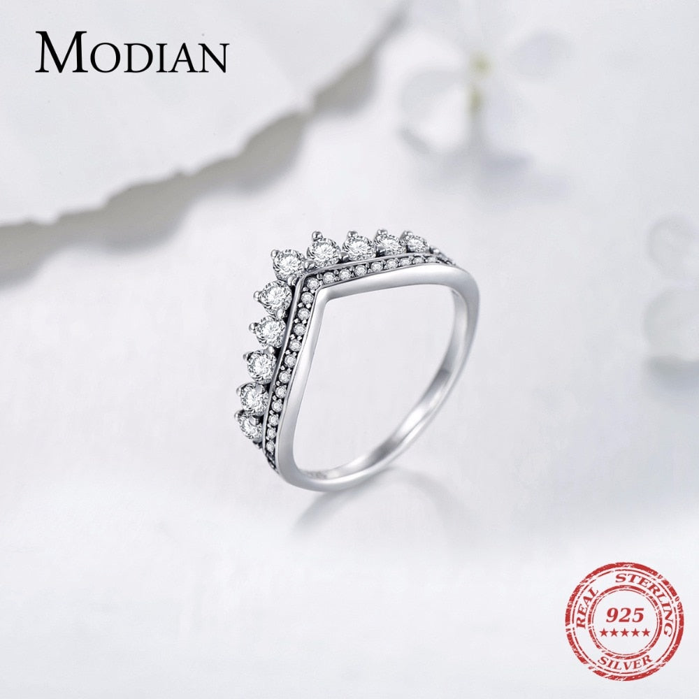 Fashion 925 Sterling Zircon Crown Finger Classic Stackable Silver Jewellery Ring The Clothing Company Sydney