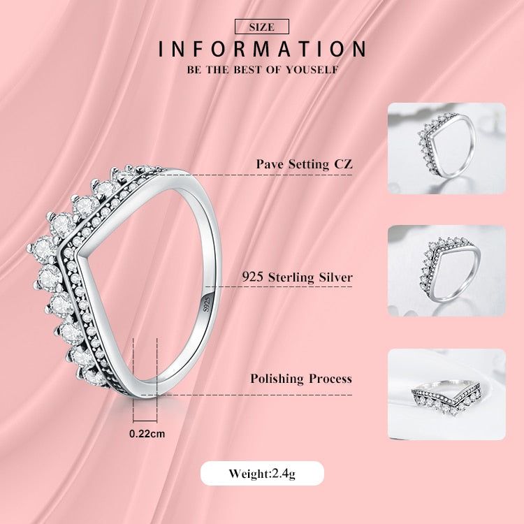 Fashion 925 Sterling Zircon Crown Finger Classic Stackable Silver Jewellery Ring The Clothing Company Sydney