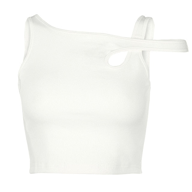 Sleeveless Summer White Tank Top Bandage Hollow Out Ribbed Crop Tops Tees Fashion Fitness Mini Vest Top The Clothing Company Sydney