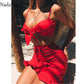 Two Pieces Set Women Ruffles Bow Casual Beach Summer Red Off Shoulder Sexy Club Bodycon Wrap Mini Party Dress The Clothing Company Sydney