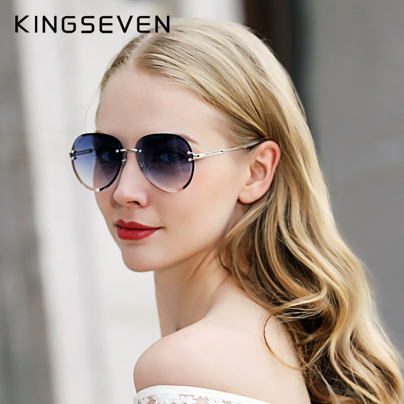 Designer Vintage Fashion Rimless Women Sunglasses Gradient Lens Sunglasses The Clothing Company Sydney