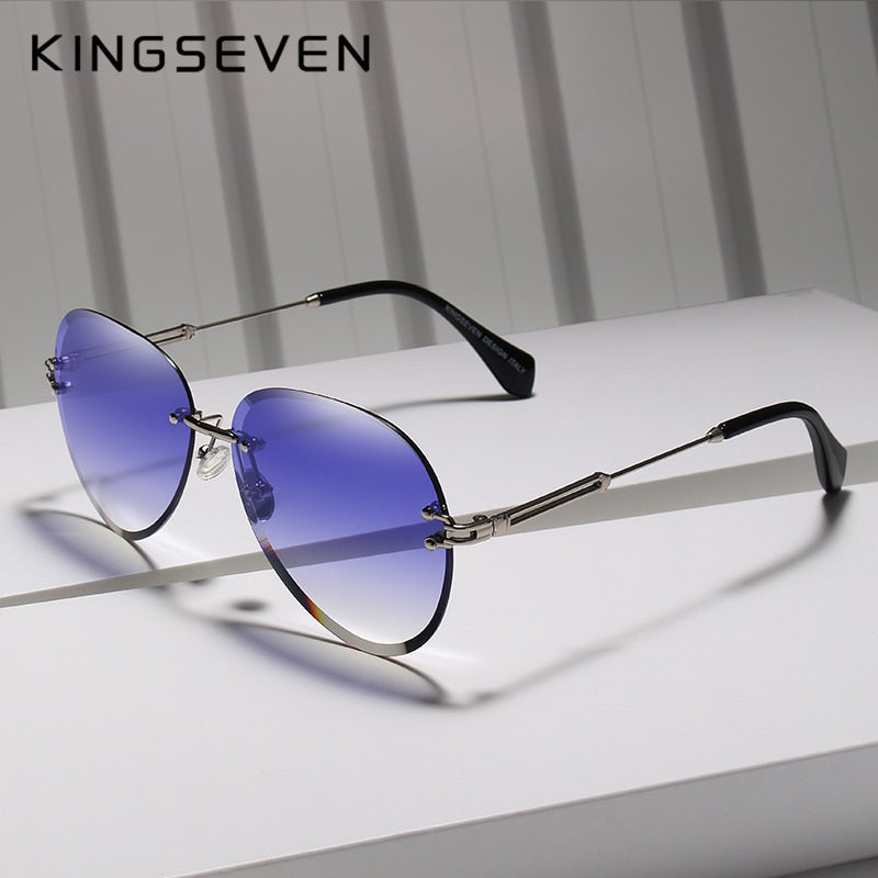 Designer Vintage Fashion Rimless Women Sunglasses Gradient Lens Sunglasses The Clothing Company Sydney