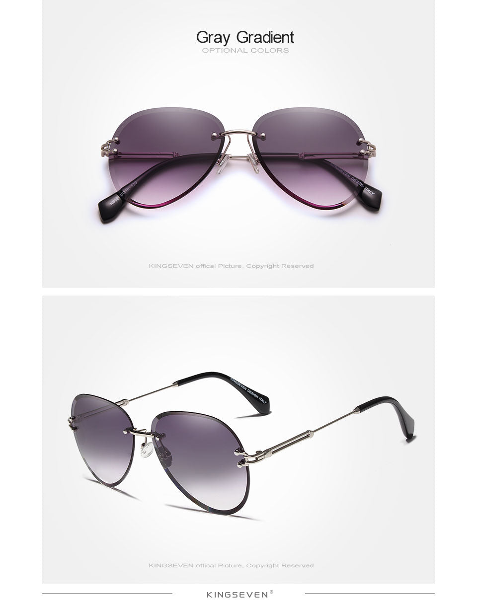 Designer Vintage Fashion Rimless Women Sunglasses Gradient Lens Sunglasses The Clothing Company Sydney