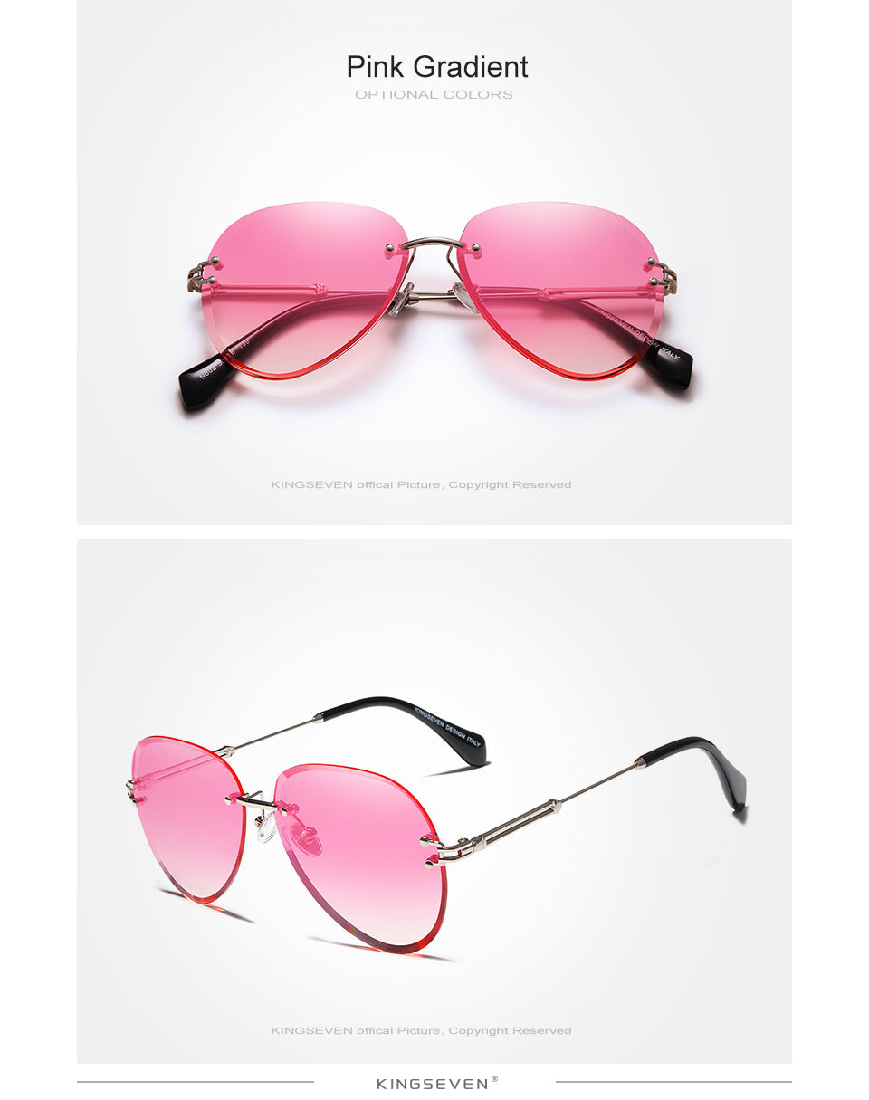 Designer Vintage Fashion Rimless Women Sunglasses Gradient Lens Sunglasses The Clothing Company Sydney