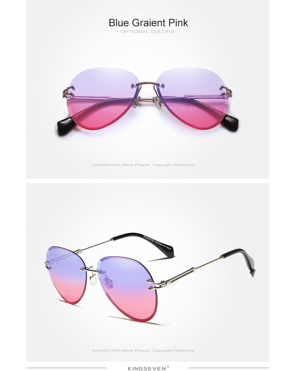 Designer Vintage Fashion Rimless Women Sunglasses Gradient Lens Sunglasses The Clothing Company Sydney