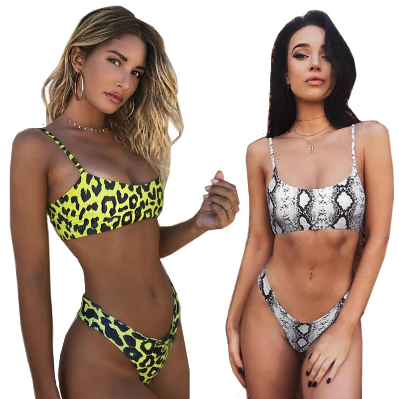 2 Piece Snakeskin Bikini Women Swimwear Leopard Swim Suit Push Up Swimsuit Female Beachwear Swimming Bikini Set The Clothing Company Sydney