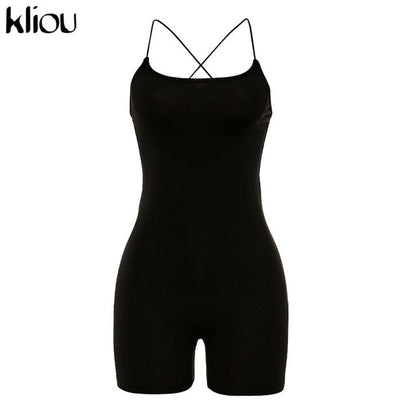 Black Skinny Spaghetti Strap sleeveless Street Romper club Bodycon Playsuit jumpsuit The Clothing Company Sydney