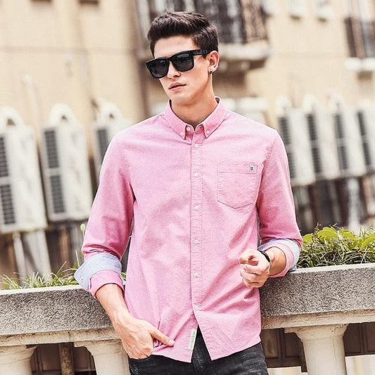 Casual Men's brand new long sleeve slim fit solid male shirts The Clothing Company Sydney