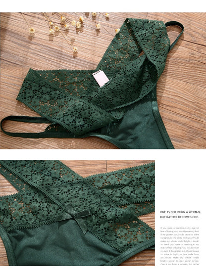 PACT Women's Frosty Green Lace Waist Thong XS