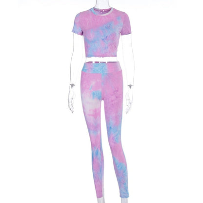 2 Piece tie dye sexy crop tops leggings bodycon summer fashion streetwear tracksuit sportswear Set The Clothing Company Sydney