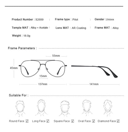 Designer Classic Pilot Glasses Frame For Men Women Fashion Prescription Glasses Frames Optical Eyewear The Clothing Company Sydney