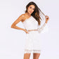 White Lace Hollow Out One Shoulder Elegant Dress Flare Sleeve Clubwear Short Club Party Dress The Clothing Company Sydney