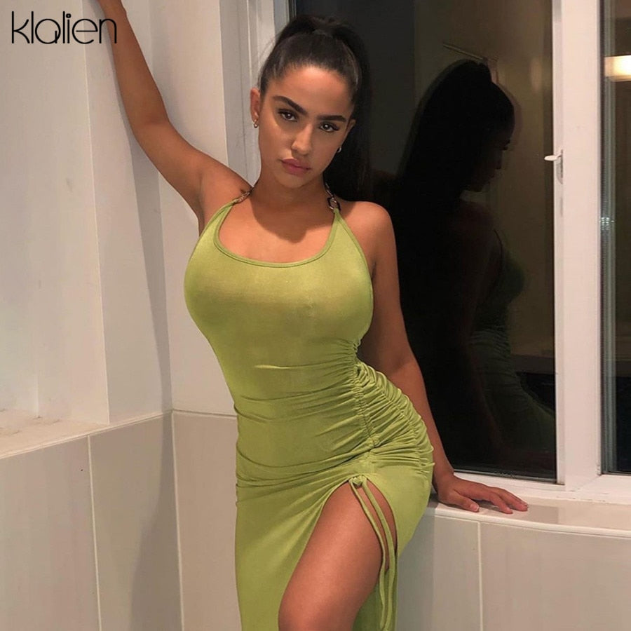 Summer backless off shoulder casual beach party prom maxi green high waist elastic bodycon dress The Clothing Company Sydney