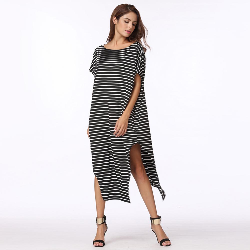 Loose Long Striped Batwing Sleeve One Shoulder Split Asymmetric Oversized Casual 5XL Plus Size Dresses The Clothing Company Sydney