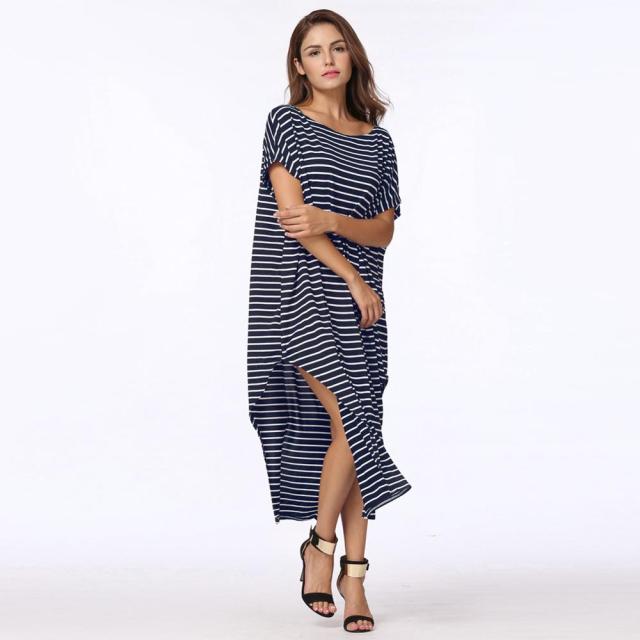 Loose Long Striped Batwing Sleeve One Shoulder Split Asymmetric Oversized Casual 5XL Plus Size Dresses The Clothing Company Sydney