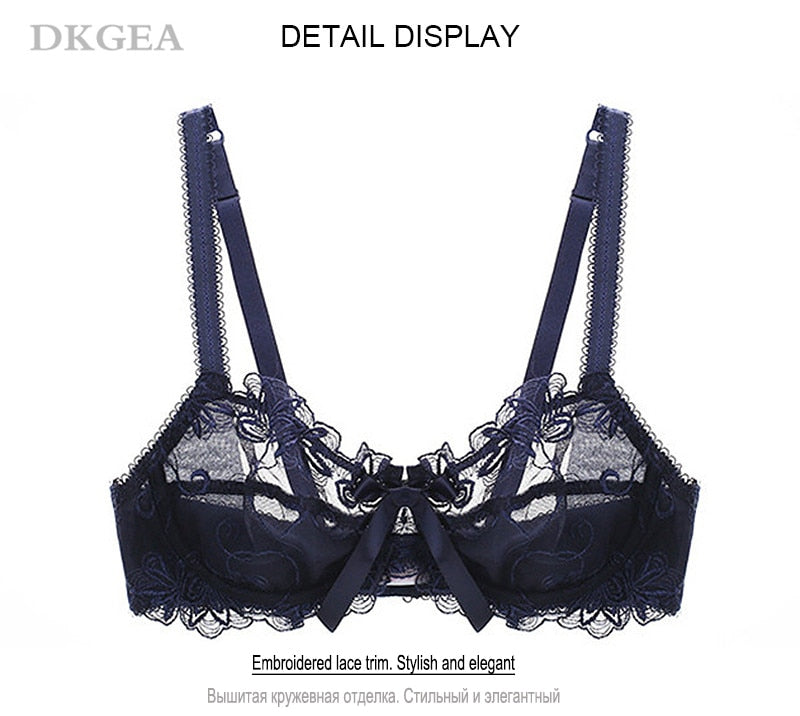 Fashion embroidery bras underwear women set plus size lingerie sexy C D cup Ultrathin transparent bra panties lace bra set The Clothing Company Sydney