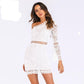 White Lace Hollow Out One Shoulder Elegant Dress Flare Sleeve Clubwear Short Club Party Dress The Clothing Company Sydney