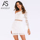 White Lace Hollow Out One Shoulder Elegant Dress Flare Sleeve Clubwear Short Club Party Dress The Clothing Company Sydney