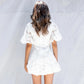 White Lace Hollow Out One Shoulder Elegant Dress Flare Sleeve Clubwear Short Club Party Dress The Clothing Company Sydney