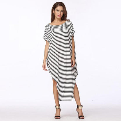 Loose Long Striped Batwing Sleeve One Shoulder Split Asymmetric Oversized Casual 5XL Plus Size Dresses The Clothing Company Sydney