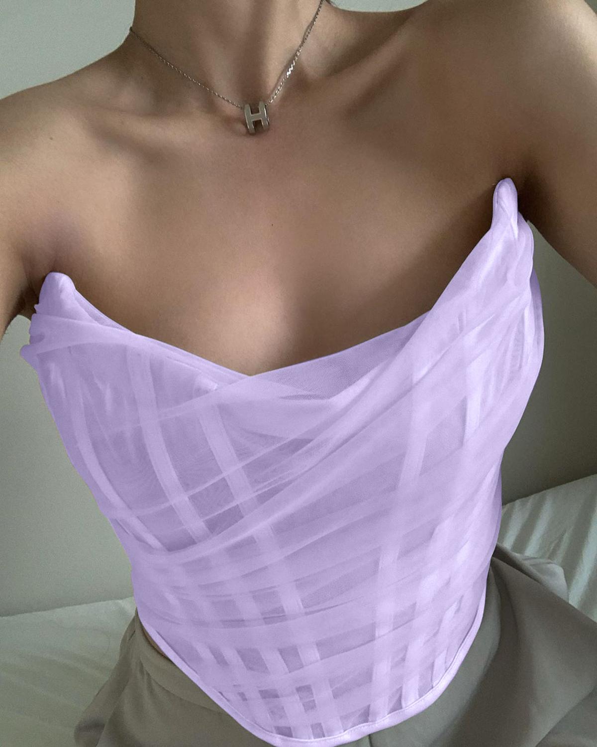 Sleeveless Strapless Bustier Corset Crop Tops Mesh Backless Zipper Summer Top The Clothing Company Sydney