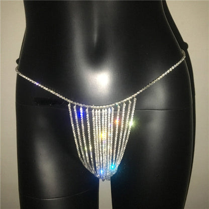 Crystal Body Chain Rhinestone Tassel Thong Belly Party Waist Chain Jewellery Accessories The Clothing Company Sydney