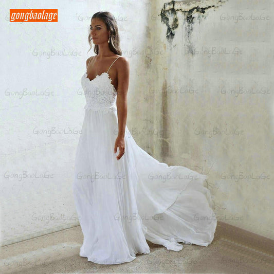 Bohemian White Wedding Gowns Ivory Wedding  Sweetheart Chiffon Rural Bridal Dresses The Clothing Company Sydney