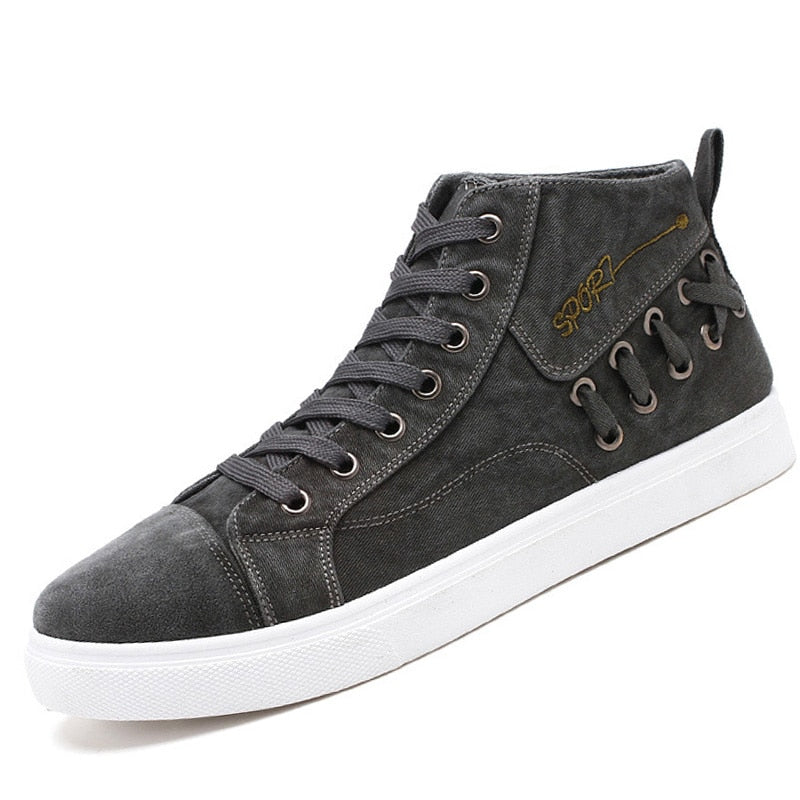 Casual Blue Canvas Vulcanized Shoes Male High Top Sneakers The Clothing Company Sydney