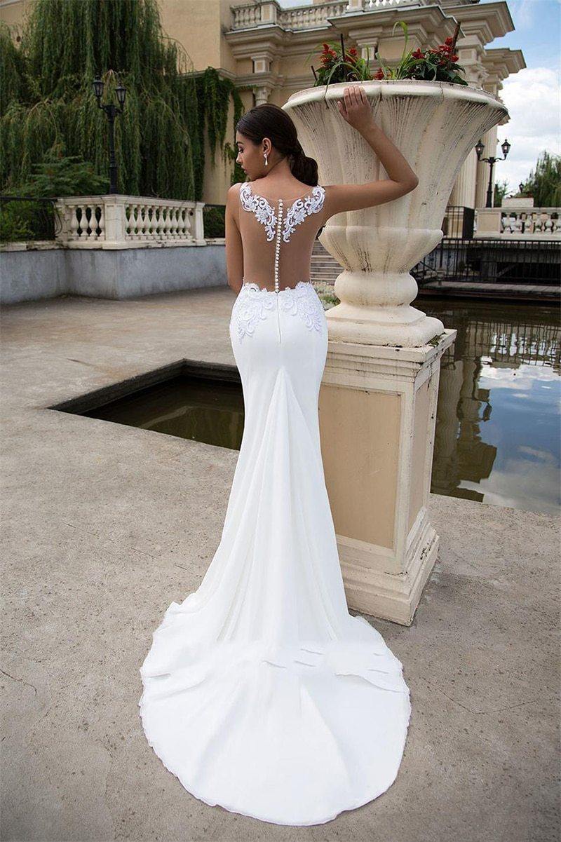 Beach White Lace Wedding Dresses Bridal Dress Illusion Back Simple Wedding Dress Plus Size Bridal Gown The Clothing Company Sydney