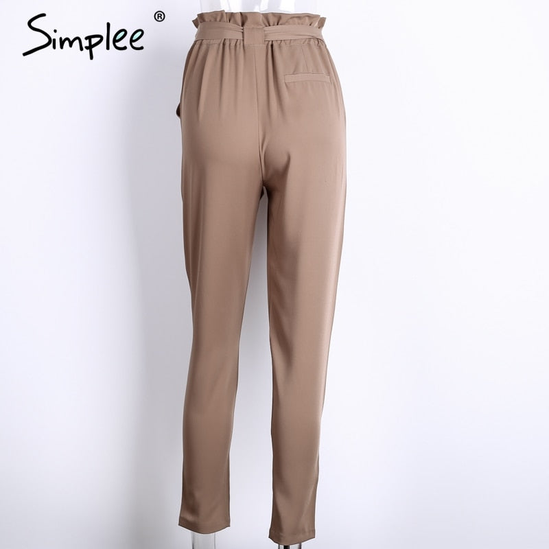 Chiffon khaki harem ladies summer casual Streetwear sash black elastic high waist pants The Clothing Company Sydney