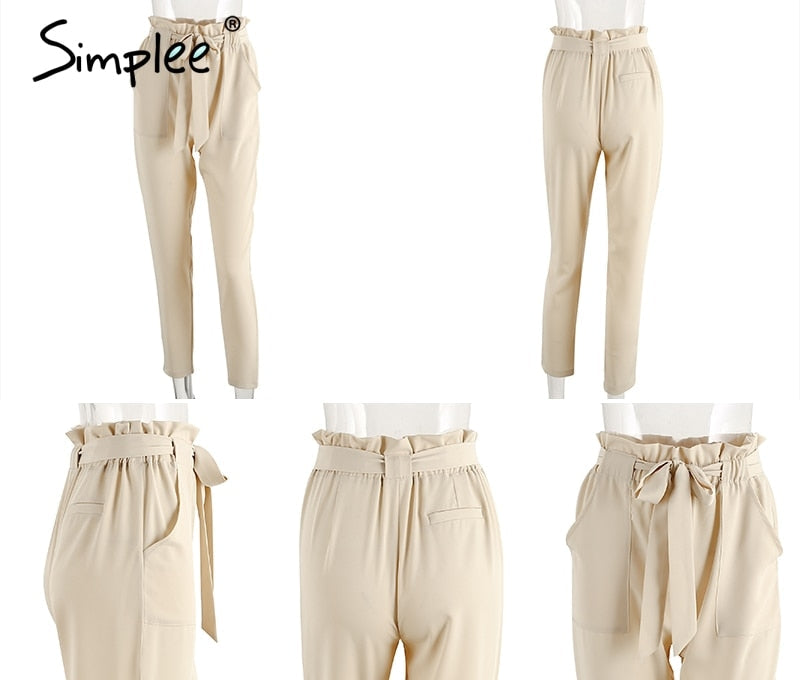 Chiffon khaki harem ladies summer casual Streetwear sash black elastic high waist pants The Clothing Company Sydney