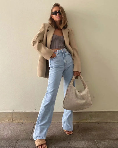 Casual Fashion Straight Leg Women's Jeans Denim Bottom Long High Waist Baggy Fall Pants The Clothing Company Sydney