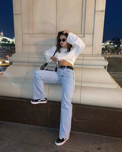 Casual Fashion Straight Leg Women's Jeans Denim Bottom Long High Waist Baggy Fall Pants The Clothing Company Sydney