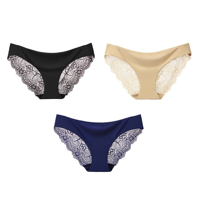 3 Pack Seamless low-Rise women's sexy lace lady panties seamless cotton breathable  Hollow briefs Plus Size underwear The Clothing Company Sydney