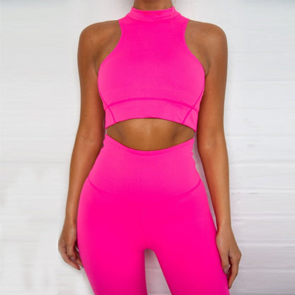 Sleeveless cami Yoga Gym elastic leggings two 2 piece neon crop top summer fashion stretchy casual set The Clothing Company Sydney