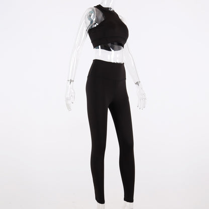 Sleeveless cami Yoga Gym elastic leggings two 2 piece neon crop top summer fashion stretchy casual set The Clothing Company Sydney