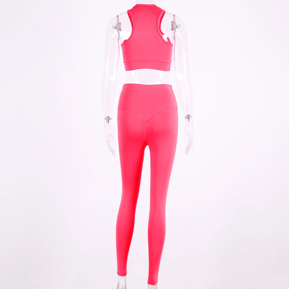 Sleeveless cami Yoga Gym elastic leggings two 2 piece neon crop top summer fashion stretchy casual set The Clothing Company Sydney