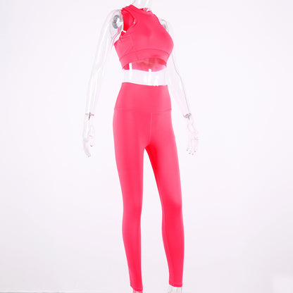 Sleeveless cami Yoga Gym elastic leggings two 2 piece neon crop top summer fashion stretchy casual set The Clothing Company Sydney