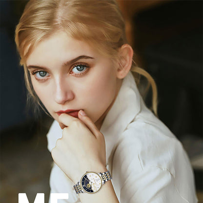 CADISEN New Women Gift Fashion Brand Quartz Wristwatch Ladies Luxury Rose Gold Watch Female Moon Phase Watch Relogio Feminino The Clothing Company Sydney