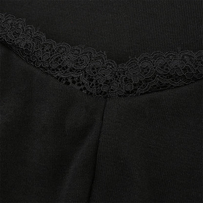 Square Neck Lace Patchwork Bodycon Black Elegant Cotton Fashion Side Split Mini Dress The Clothing Company Sydney