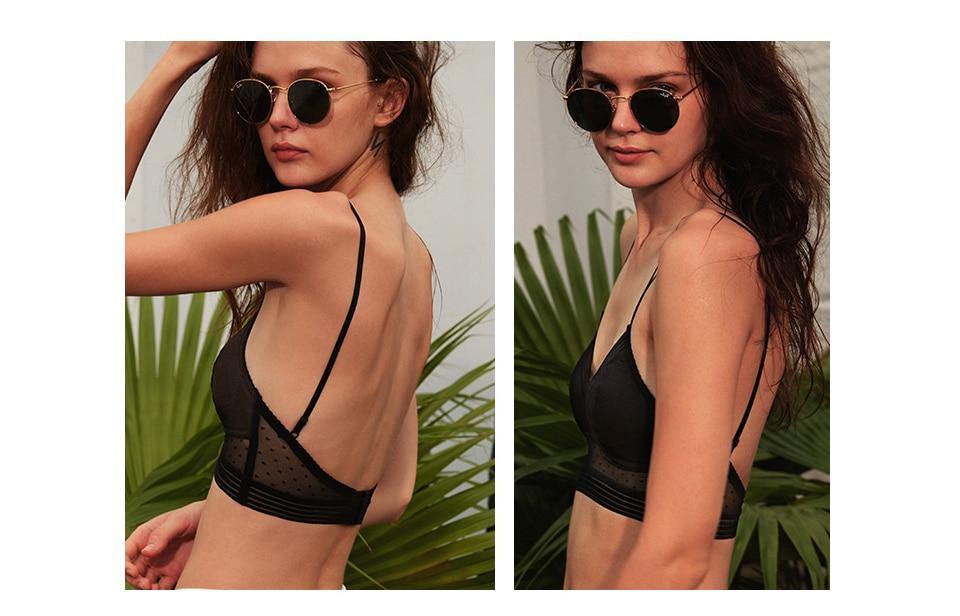 Dot Mesh Thin Triangular Soft Seamless Backless Bra The Clothing Company Sydney