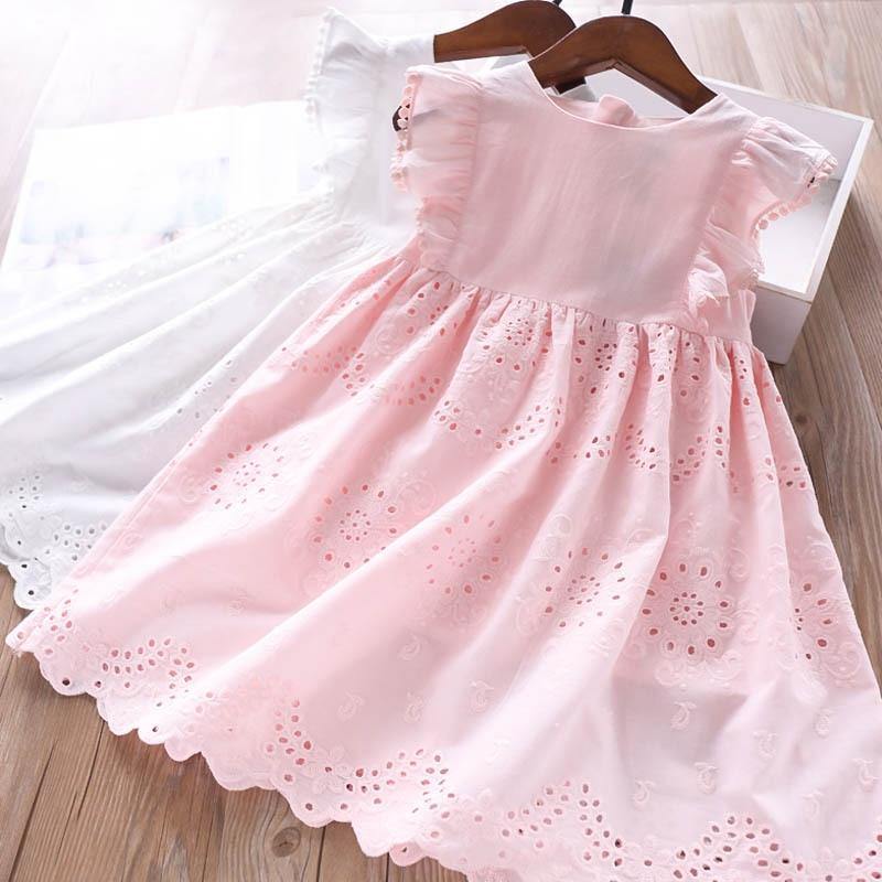 Summer Brand New Floral Lace Silk Dress Fashion Girls Round Neck Flying Sleeve Dress The Clothing Company Sydney