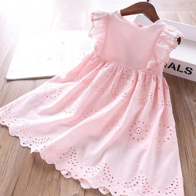 Summer Brand New Floral Lace Silk Dress Fashion Girls Round Neck Flying Sleeve Dress The Clothing Company Sydney