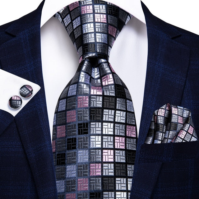 3 Piece 8.5cm Business Black Solid Paisley 100% Silk Men's Tie Neck Strip Tie Formal Luxury Wedding Neckties Set The Clothing Company Sydney